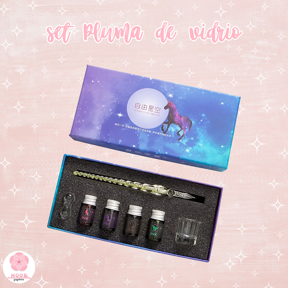 Set Pluma de Vidrio