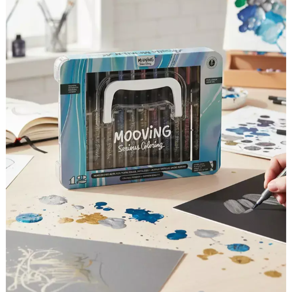 Set de 12 marcadores acrílicos metálicos Mooving 