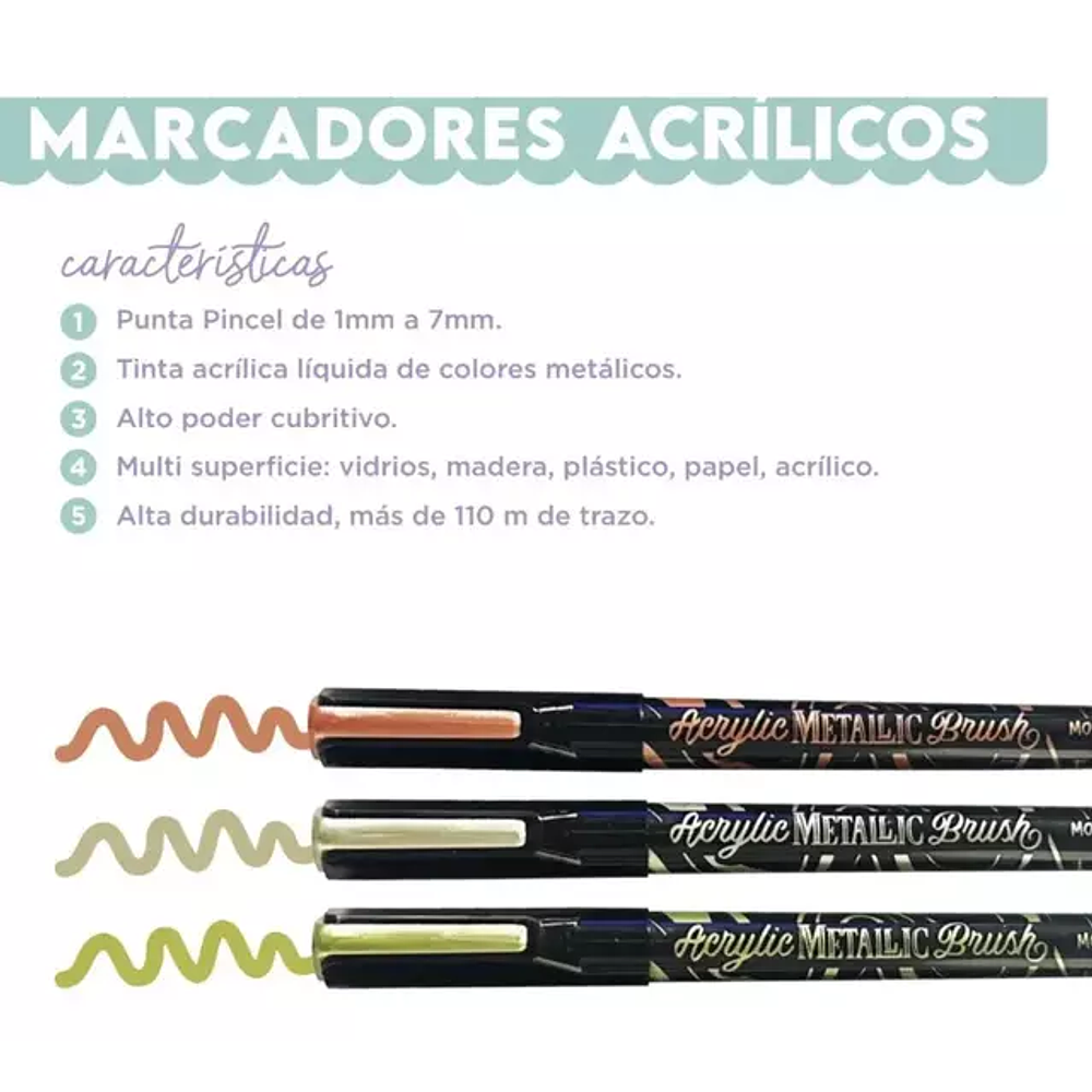 Set de 24 marcadores acrílicos metálicos Mooving