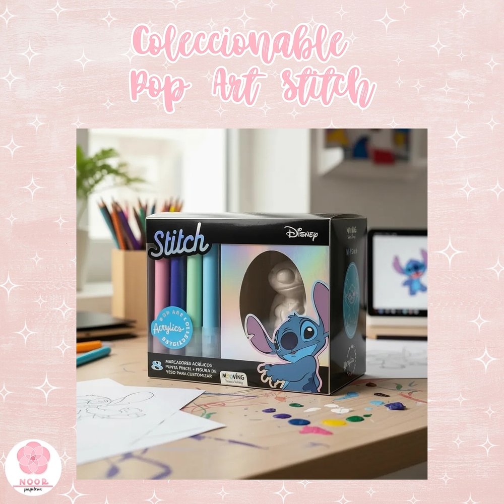 Coleccionable Pop Art Stitch + Acrilicos Mooving 