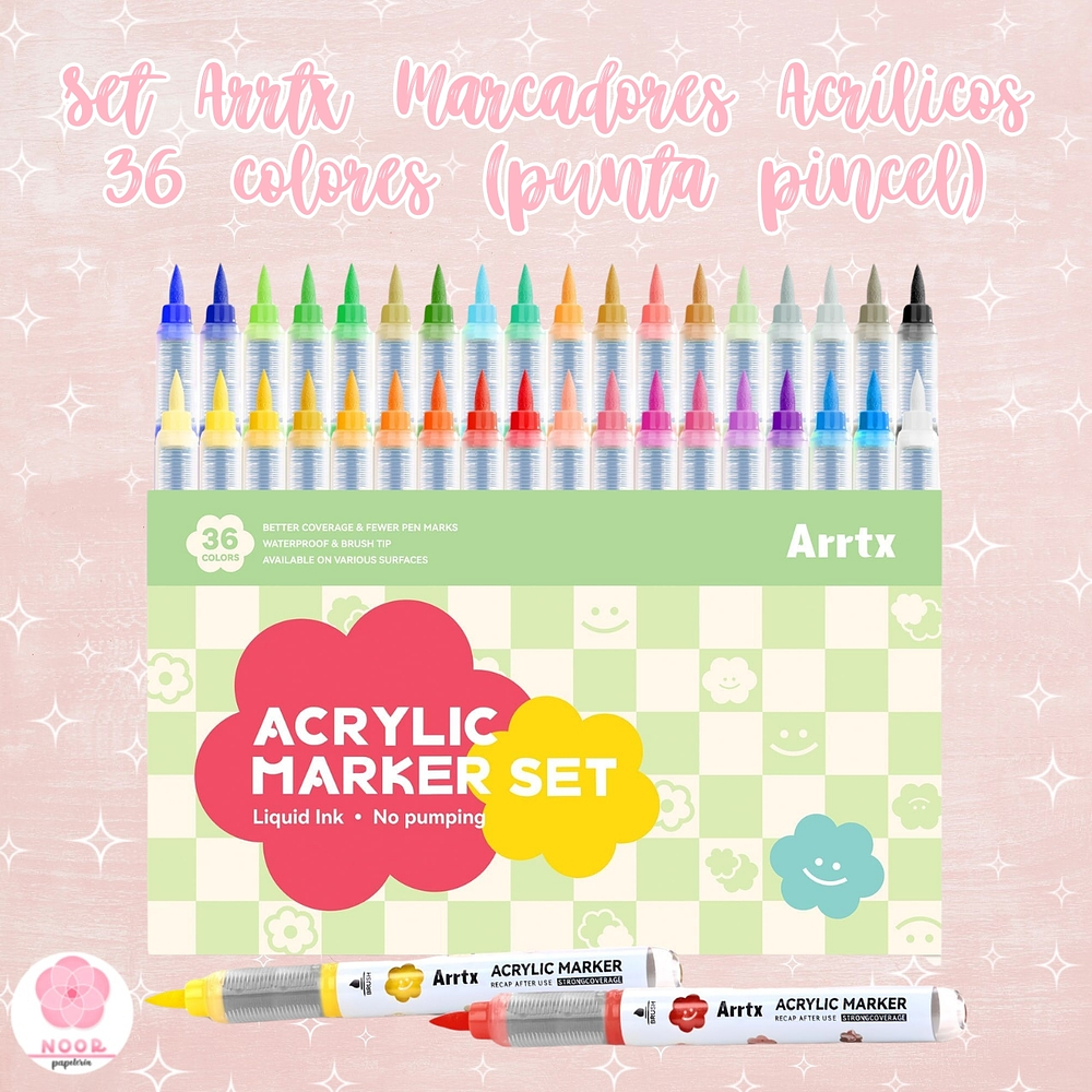 Marcadores Acrílicos Arrtx 36 Colores Punta Pincel