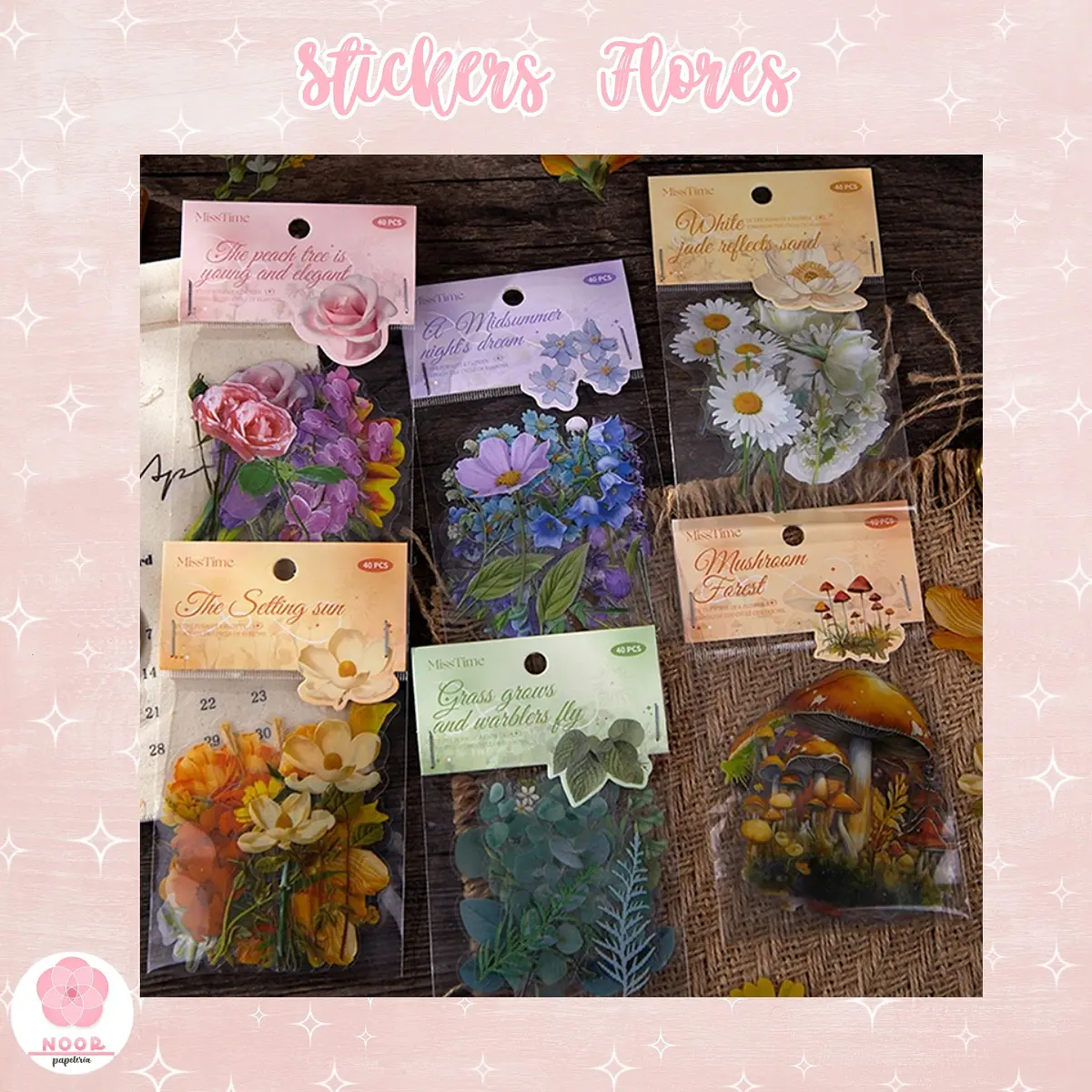 Set de Stickers flores 40 Piezas