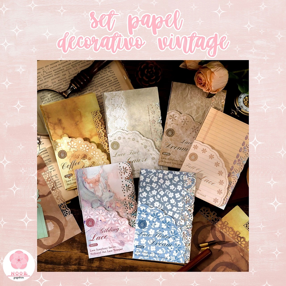 Set Papel Decorativo Vintage  Lace Collection