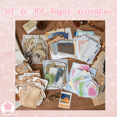 Set Papel Decorativo Vintage 100 Piezas