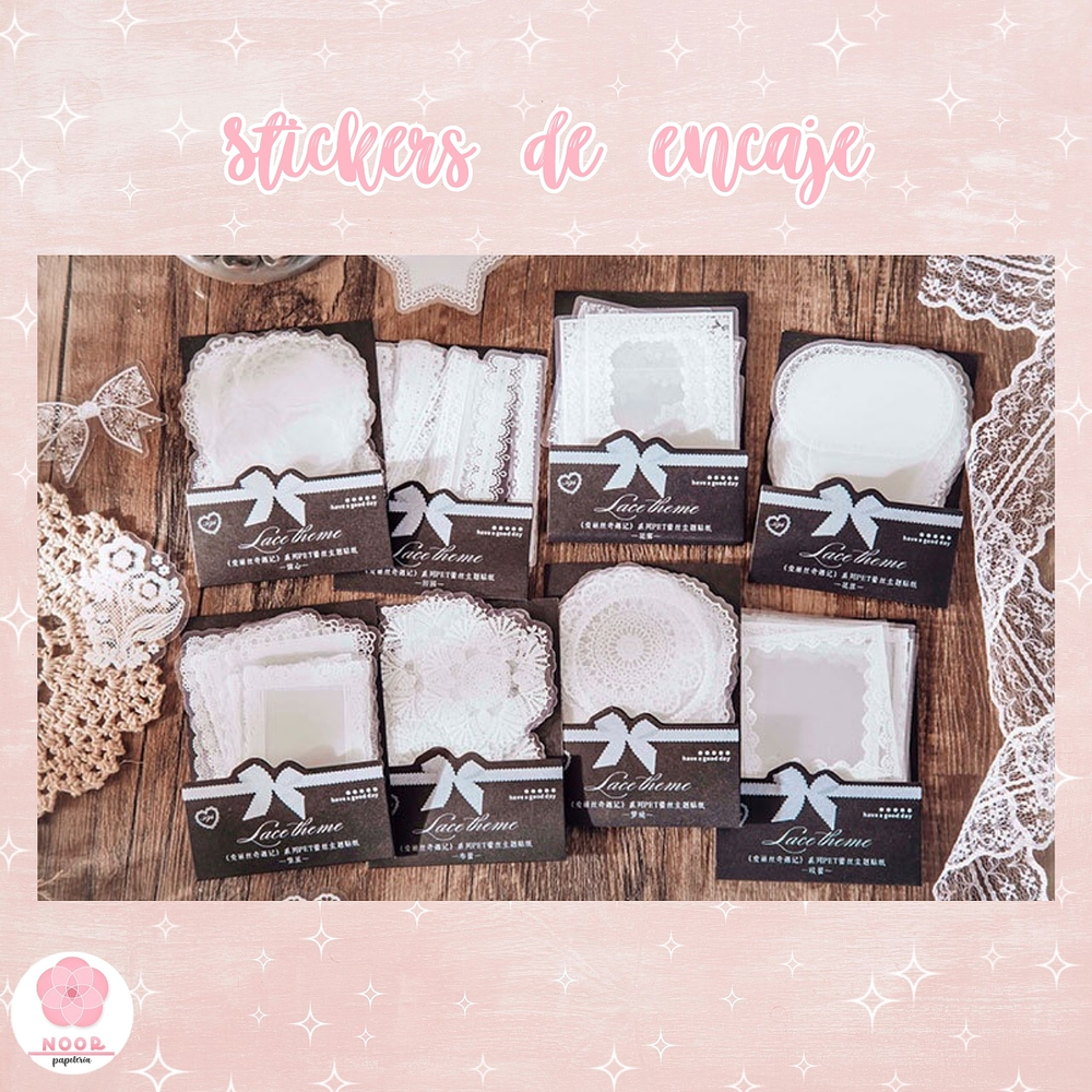 Set Stickers Encaje Blanco Vintage 30 Piezas