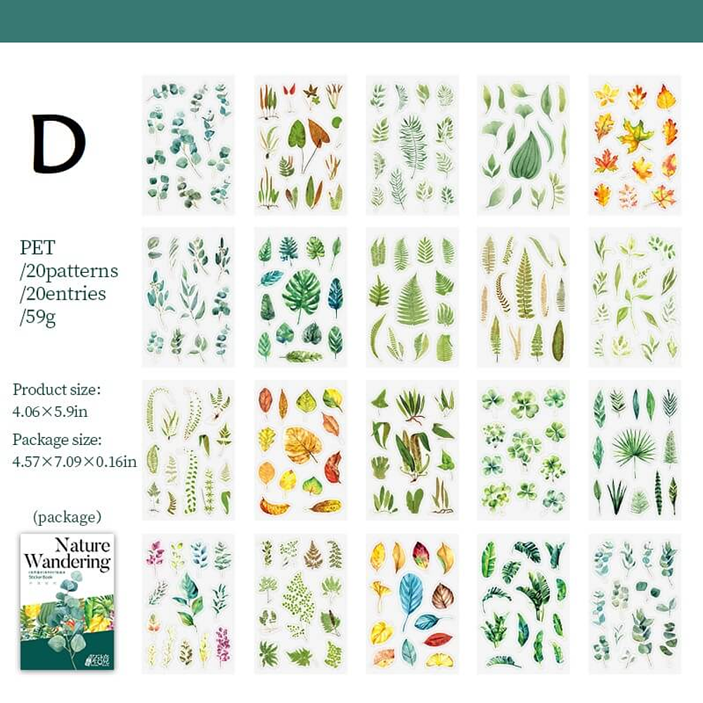 Sticker Book Nature Wanderings 20 Piezas (PET)