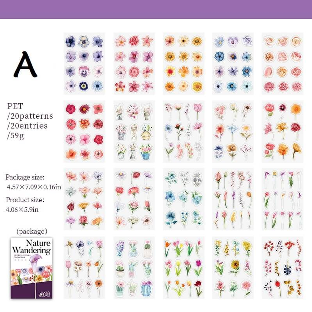 Sticker Book Nature Wanderings 20 Piezas (PET)