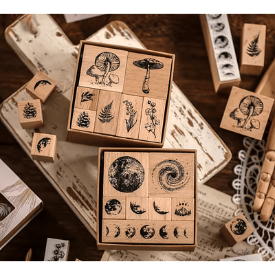 Set Sellos de Madera Vintage 7 Piezas