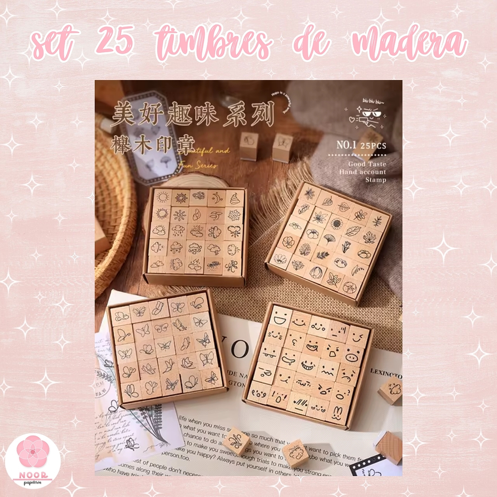 Set 25 Timbres de Madera