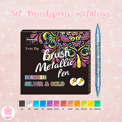 Set Brushpens Metálicos Doble Punta