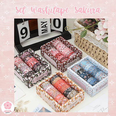 Set 14 Washitapes Sakura Flores Vintage