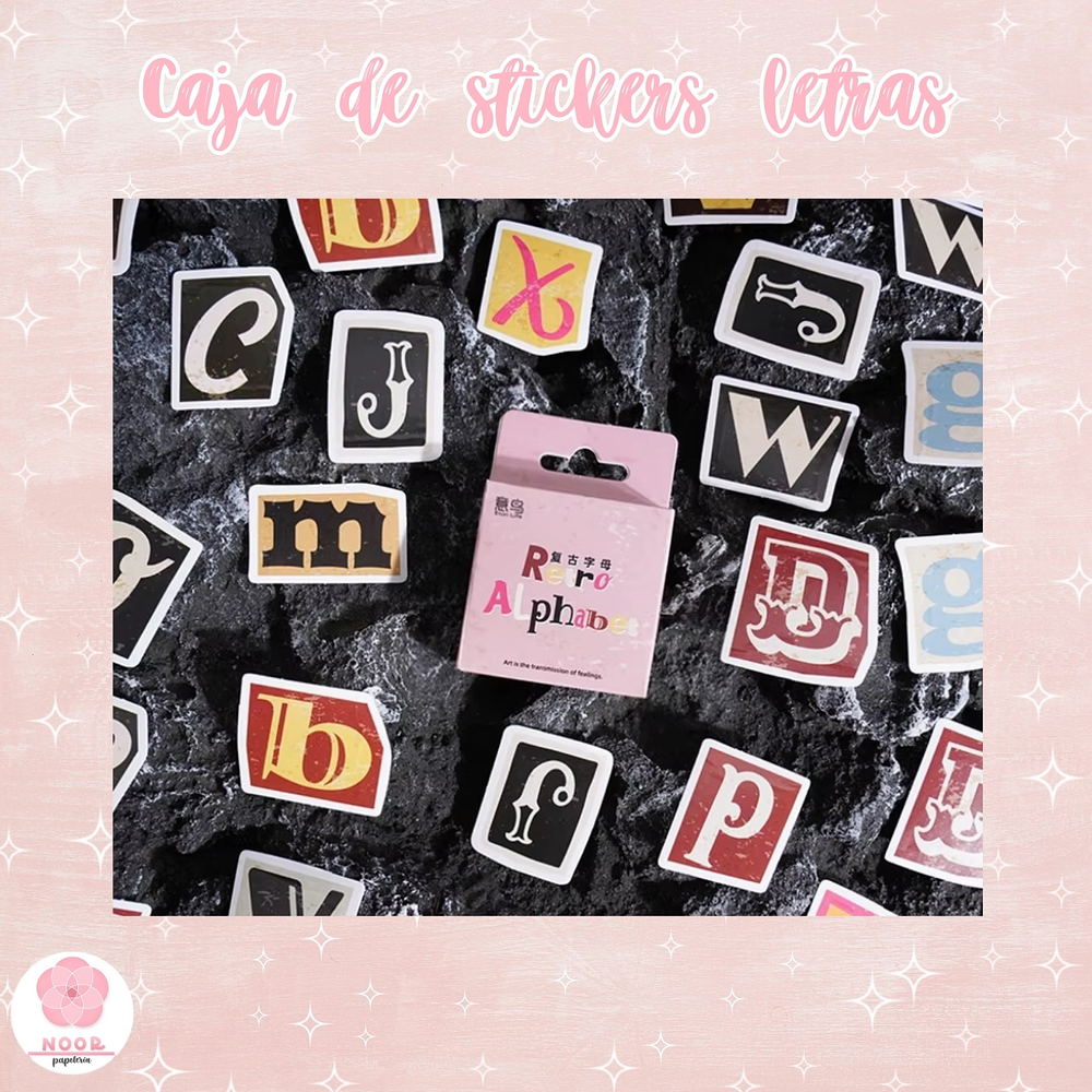 Caja de Stickers Abecedario vintage