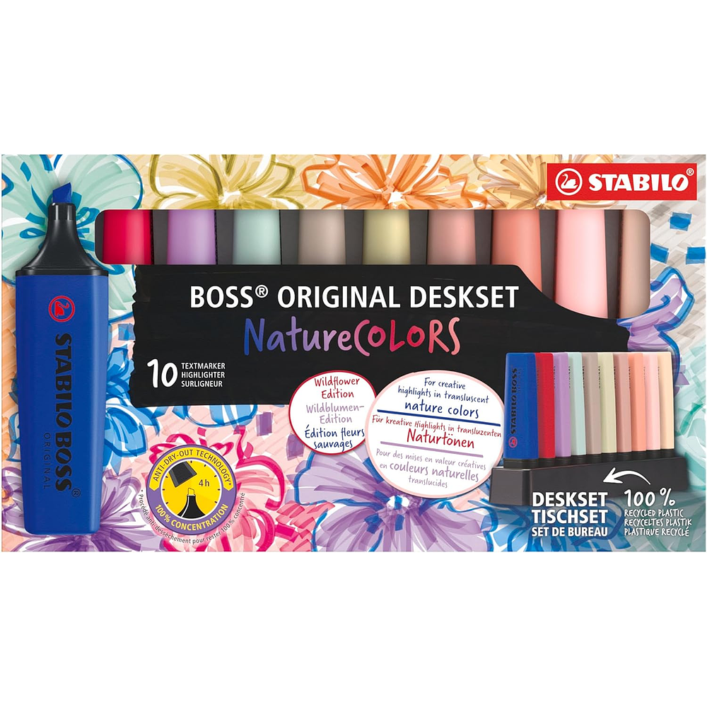 Set Stabilo Boss Nature Colors Wildflower Edition + Deskset – 10 Colores