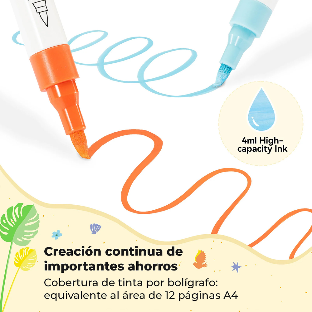 Ohuhu set 30 marcadores acrílicos Kalalau punta pincel