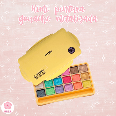 Set Himi pintura gouache metalizada 18 colores 30 ml