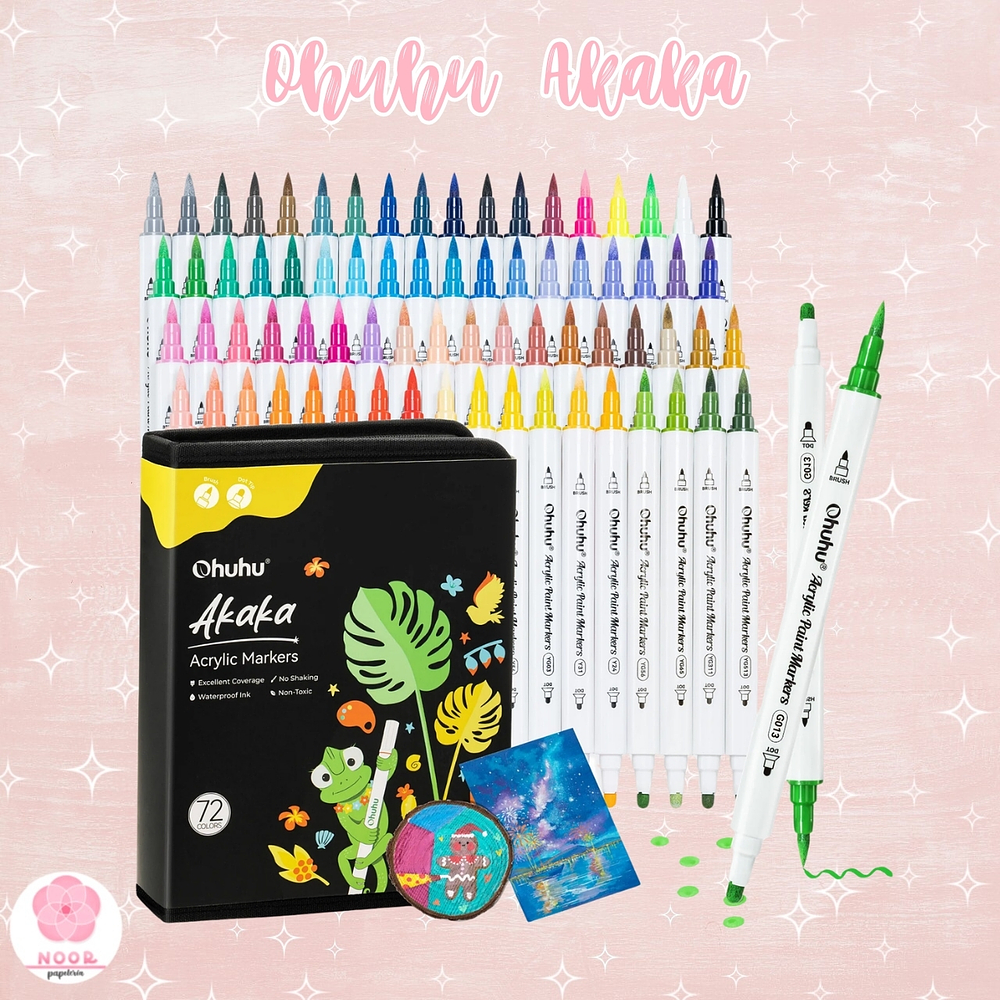 Ohuhu 72 marcadores acrílicos Akaka puntas pincel & puntos