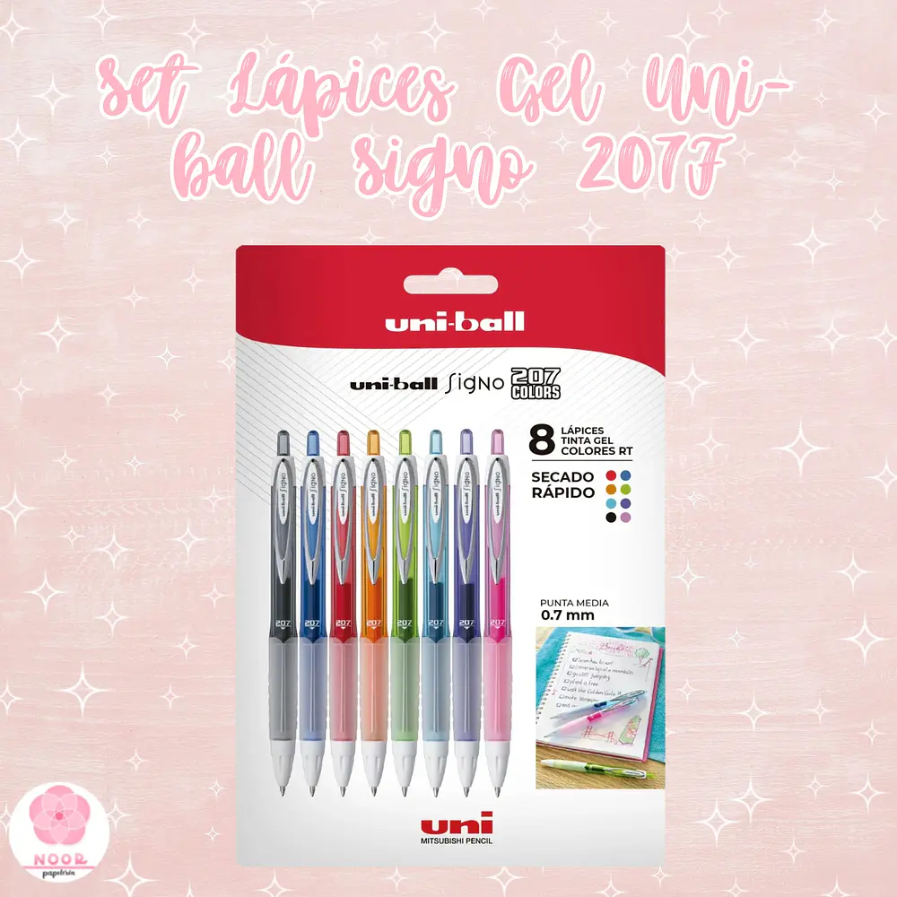 Set Lápices Gel Uni-ball Signo 207F x8 Colores