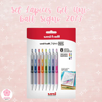 Set Lápices Gel Uni-ball Signo 207F x8 Colores