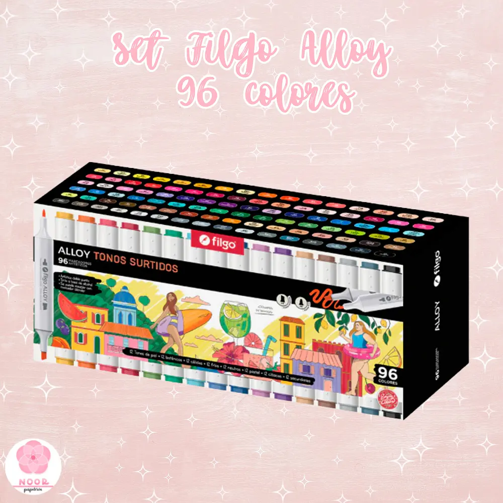 Set de 96 Marcadores Filgo Alloy Doble Punta