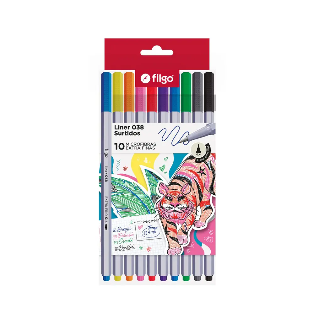 Set 10 tiralíneas de colores 0.4 Filgo 