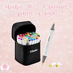 Ohuhu 48 Marcadores de alcohol + 1 blender pincel y fina