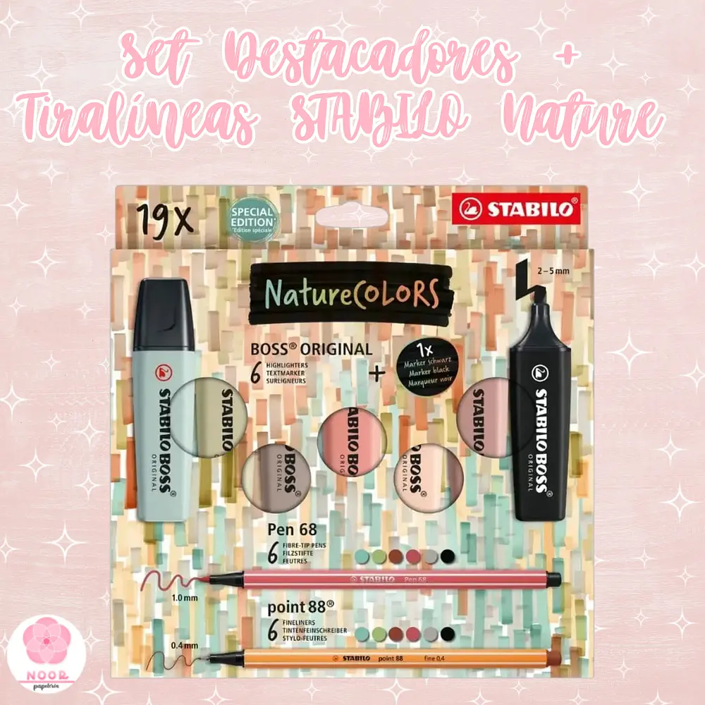 Set Mini Destacadores + Tiralíneas STABILO Nature Colors – Edición Limitada