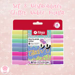 Set 8 Destacadores Filgo Multilayer Glitter Doble Punta