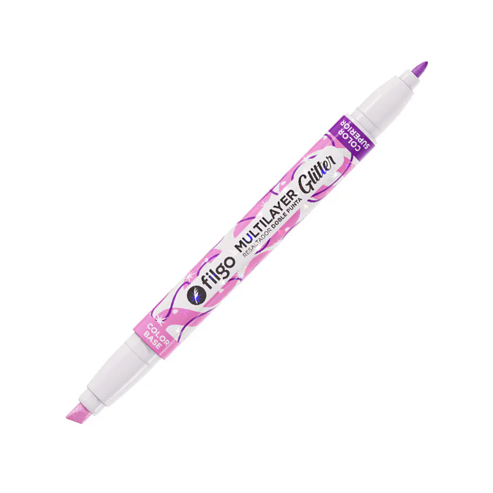 Set 8 Destacadores Filgo Multilayer Glitter Doble Punta