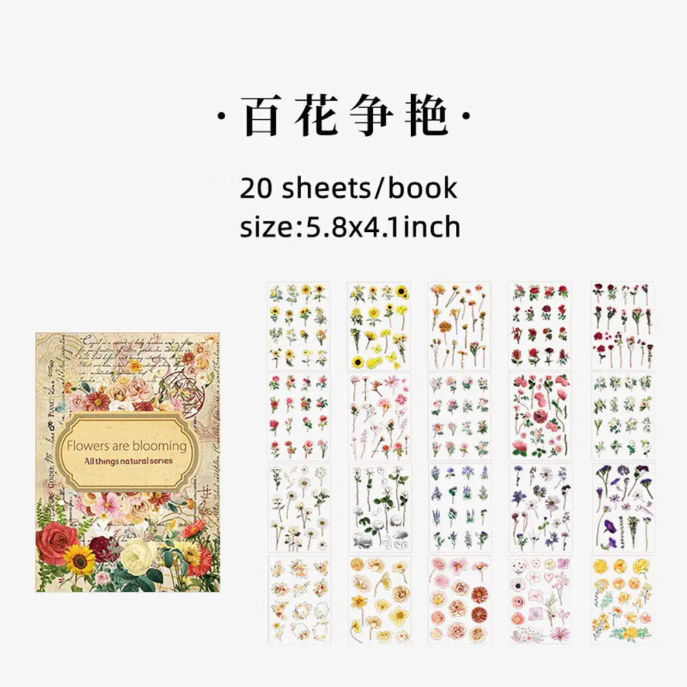 Librito de Stickers PET Vintage 20 Hojas
