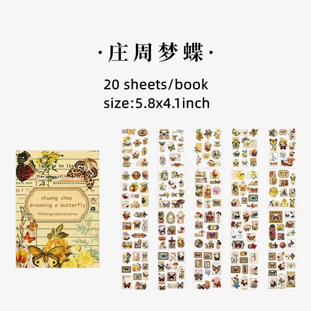 Librito de Stickers PET Vintage 20 Hojas