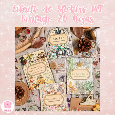 Librito de Stickers PET Vintage 20 Hojas