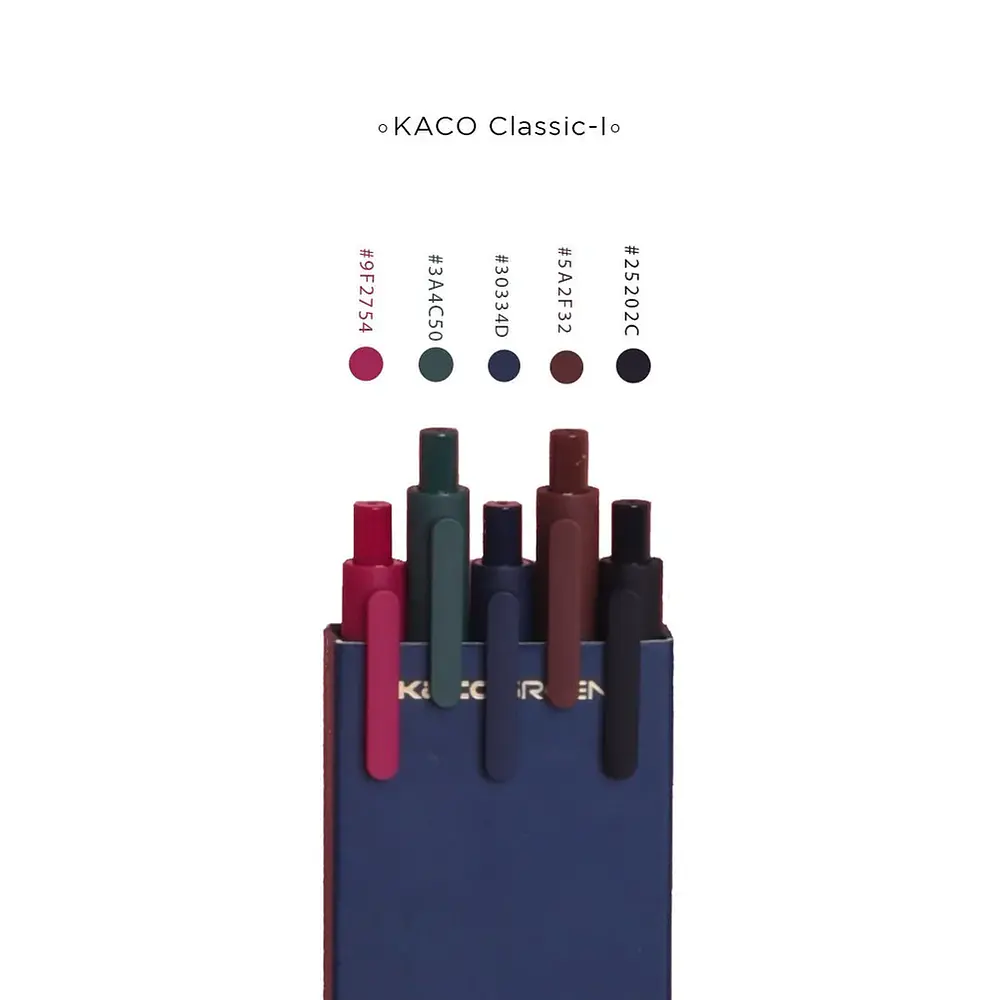Set 5 Lápices Gel KACO Pure 0.5 mm