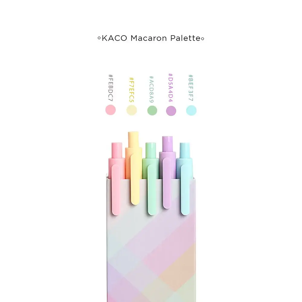 Set 5 Lápices Gel KACO Pure 0.5 mm