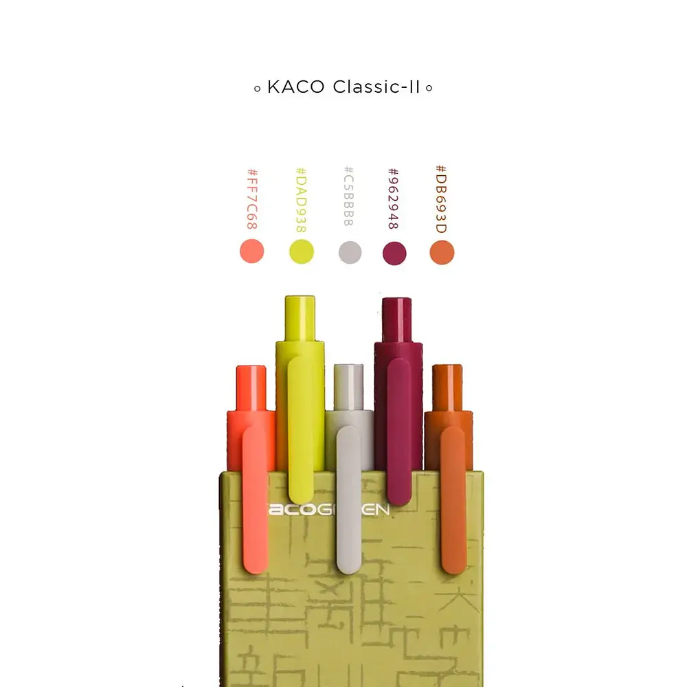 Set 5 Lápices Gel KACO Pure 0.5 mm
