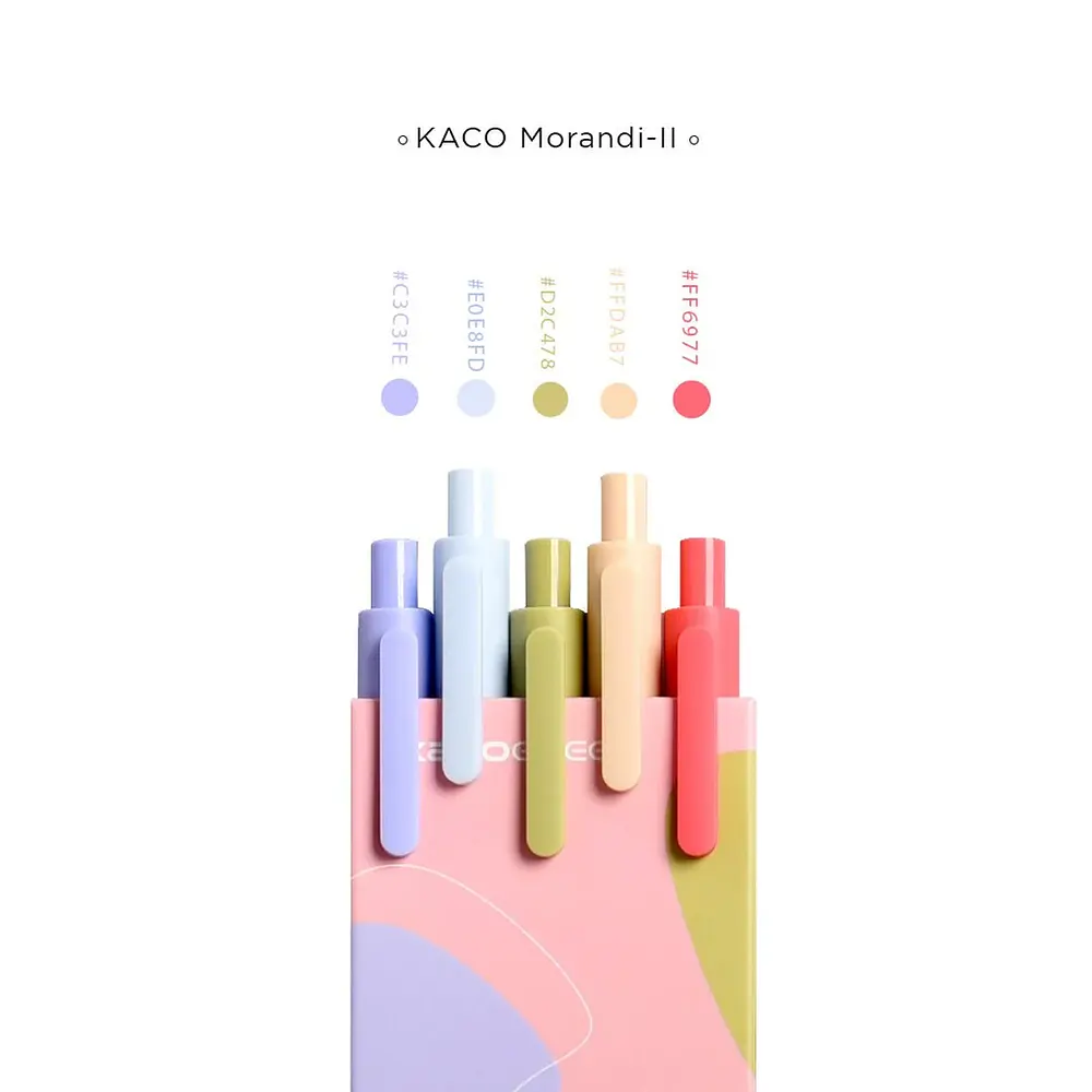 Set 5 Lápices Gel KACO Pure 0.5 mm