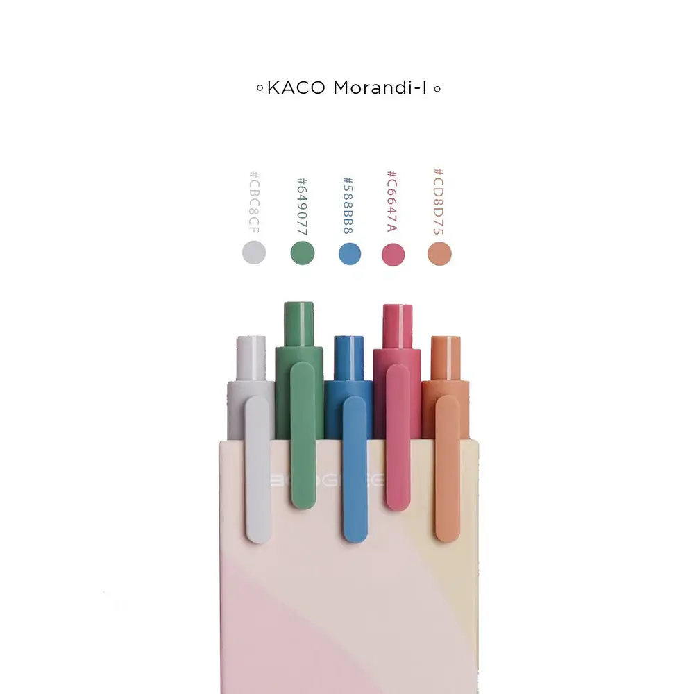 Set 5 Lápices Gel KACO Pure 0.5 mm