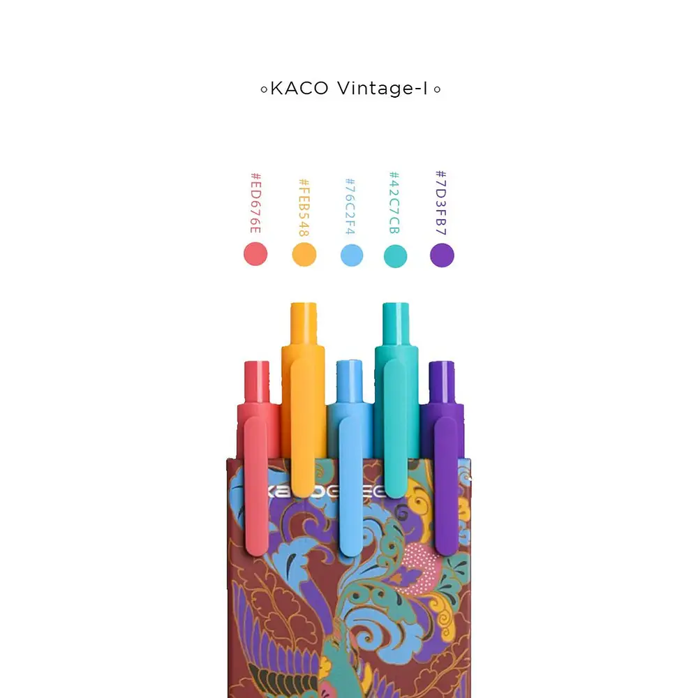 Set 5 Lápices Gel KACO Pure 0.5 mm