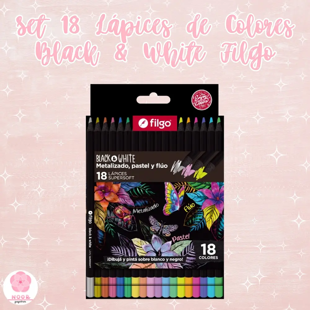 Set 18 Lápices de Colores Super Soft Black & White Filgo
