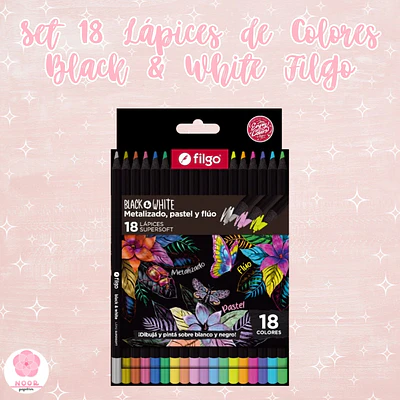 Set 18 Lápices de Colores Super Soft Black & White Filgo