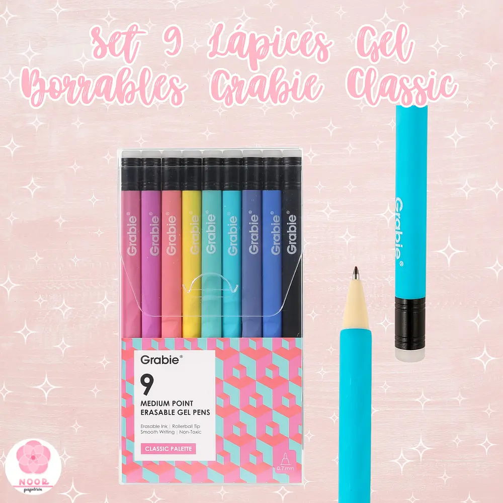 Set 9 Lápices Gel Borrables Grabie 0.7 mm – Classic Palette