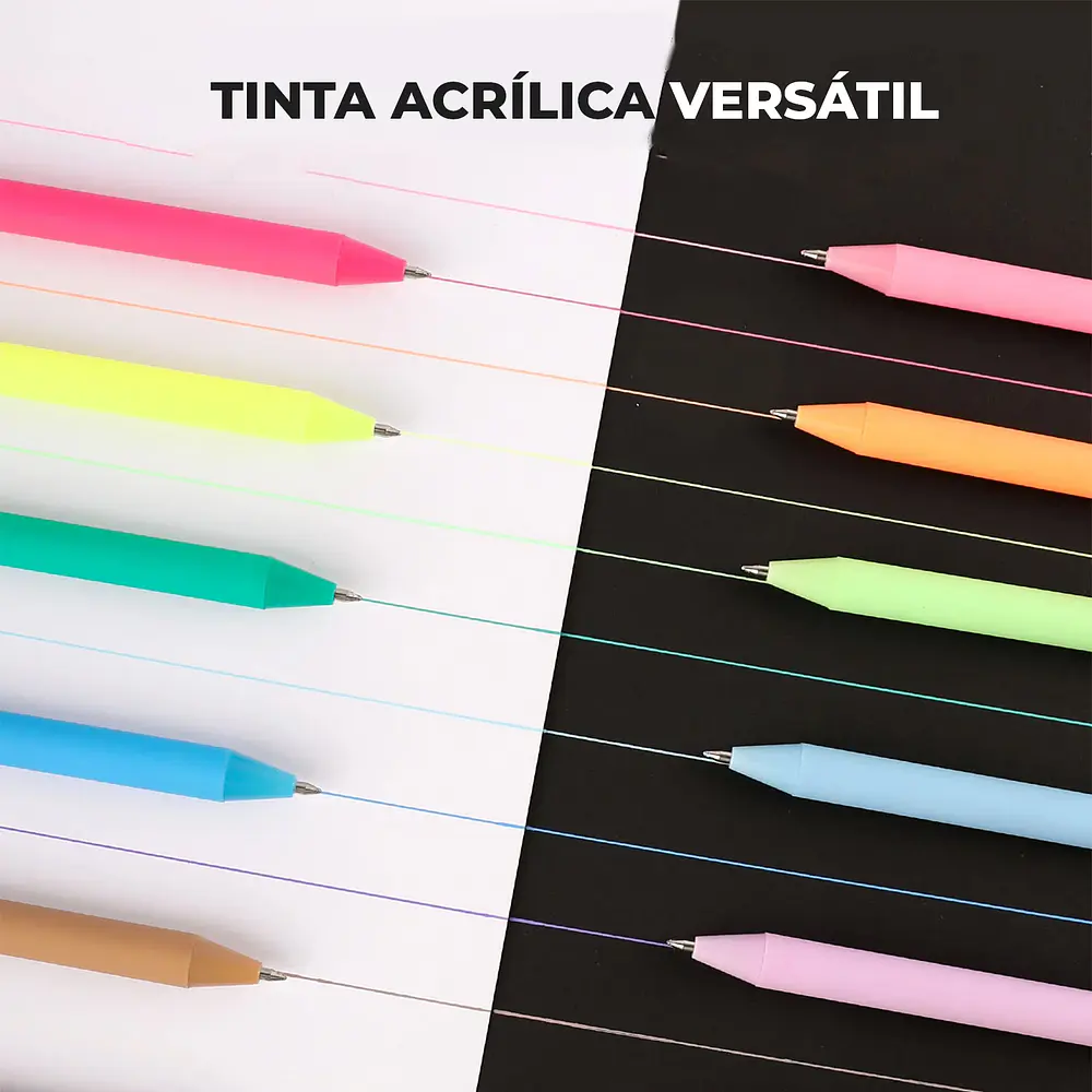 Set 12 Lápices Gel Acrílicos Retráctiles Grabie ColorFlow 0.6 mm