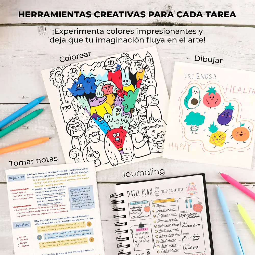 Set 12 Lápices Gel Acrílicos Retráctiles Grabie ColorFlow 0.6 mm