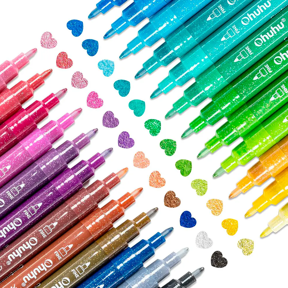 Marcadores Ohuhu Glitter Metálicos 24 Colores 0.7 mm