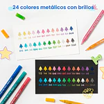Marcadores Ohuhu Glitter Metálicos 24 Colores 0.7 mm