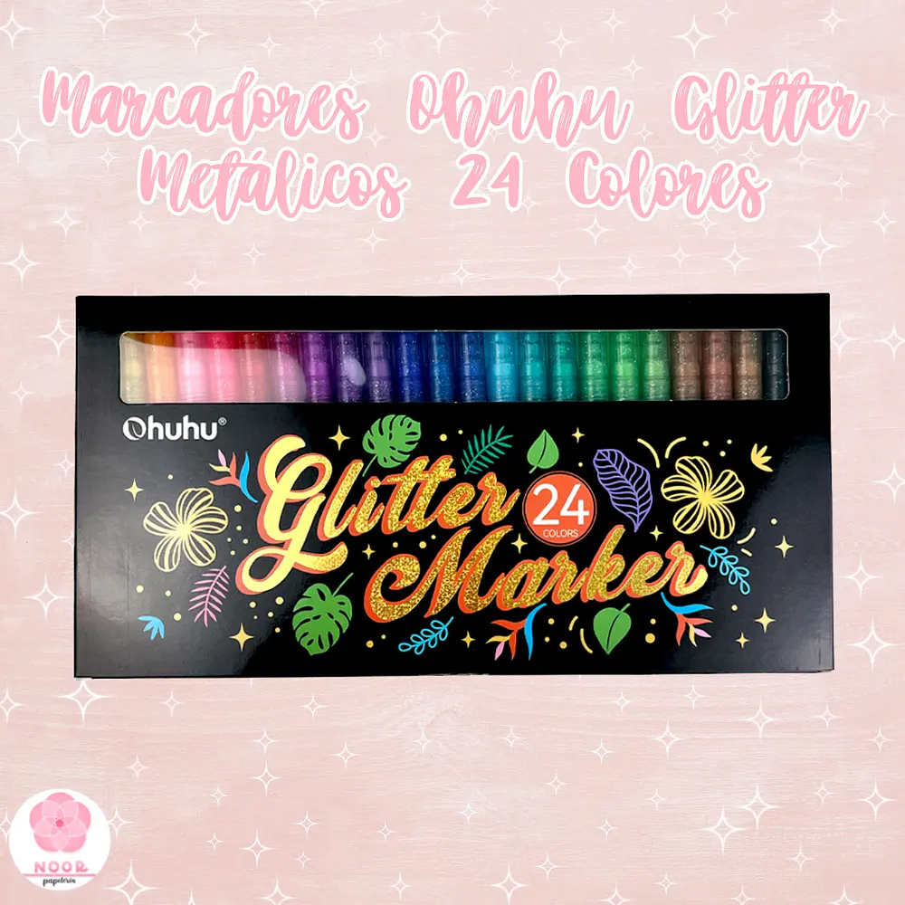 Marcadores Ohuhu Glitter Metálicos 24 Colores 0.7 mm