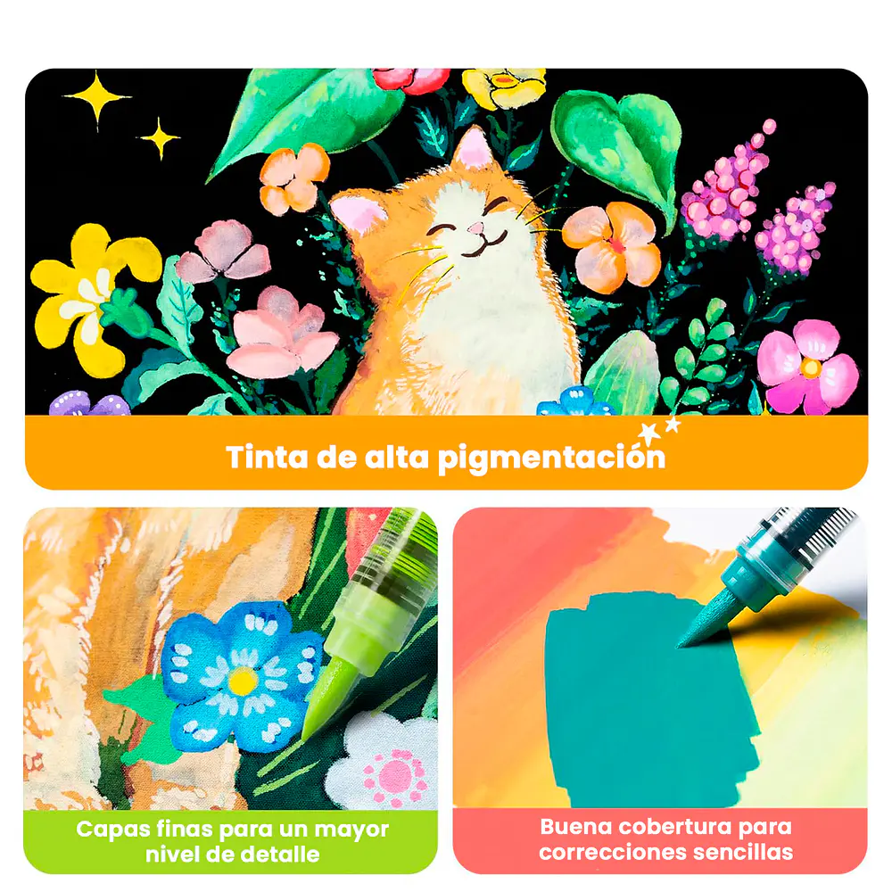 Marcadores Acrílicos Ohuhu Kahuku Direct Ink 48 Colores – Punta Bala