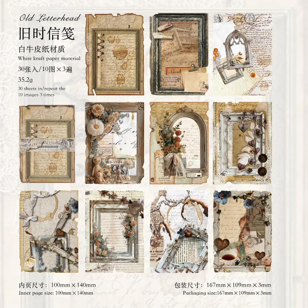 Papel Decorativo Vintage para Journaling y Scrapbooking