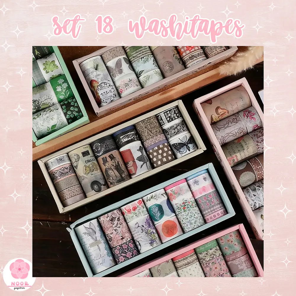 Set de 18 Washi Tapes Decorativos