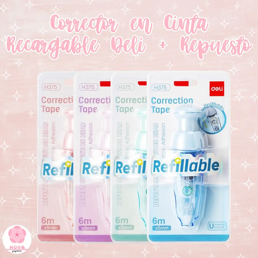 Corrector en Cinta Recargable Deli + Repuesto
