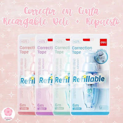 Corrector en Cinta Recargable Deli + Repuesto